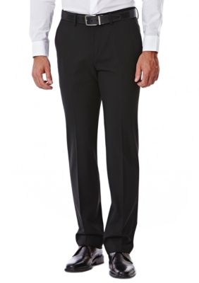 Haggar Men's 4 Way Stretch Solid Gab Slim Fit Flat Front Suit Separate Pants, Black, 34 x 29