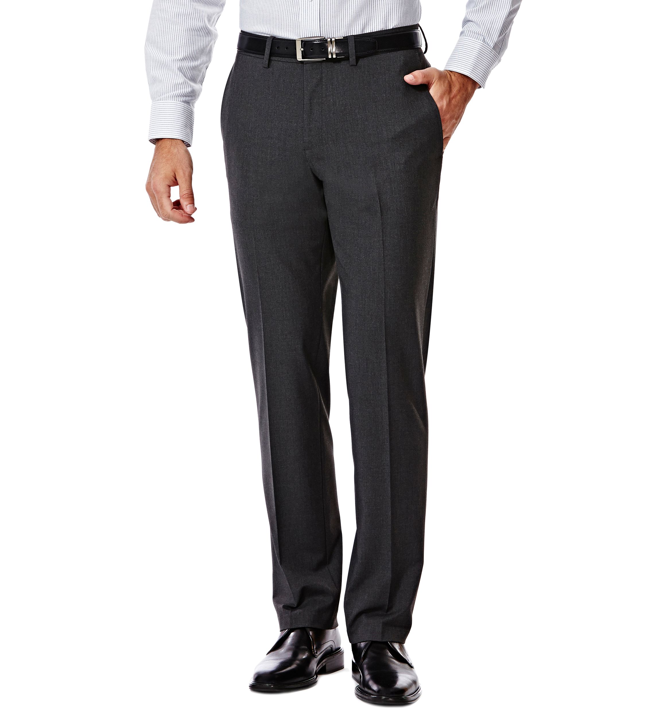 4 Way Stretch Solid Gab Slim Fit Flat Front Suit Separate Pants