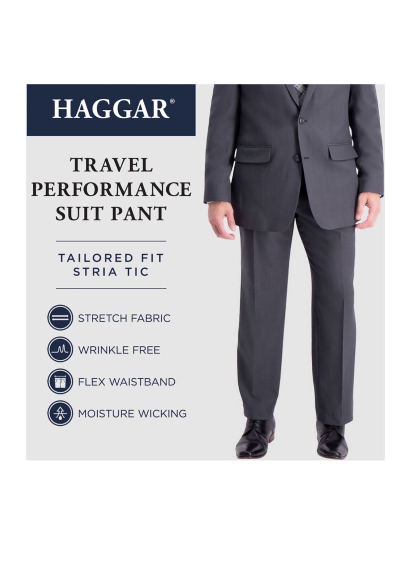 Stretch Travel Performance Stria Tailored Fit Suit Pants