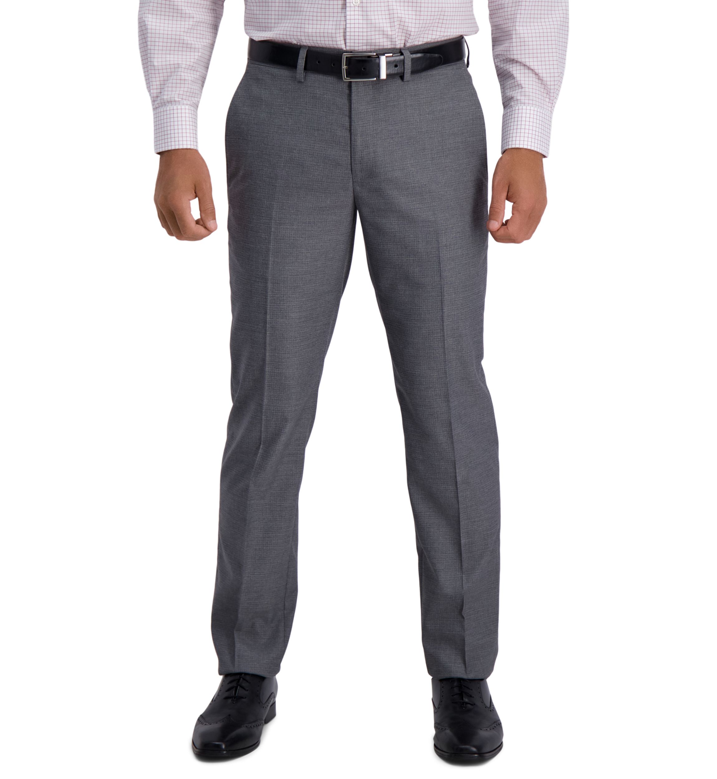 Mens Stretch Subtle Grid Slim Fit Flat Front Premium Flex Waistband Suit Separate Pants