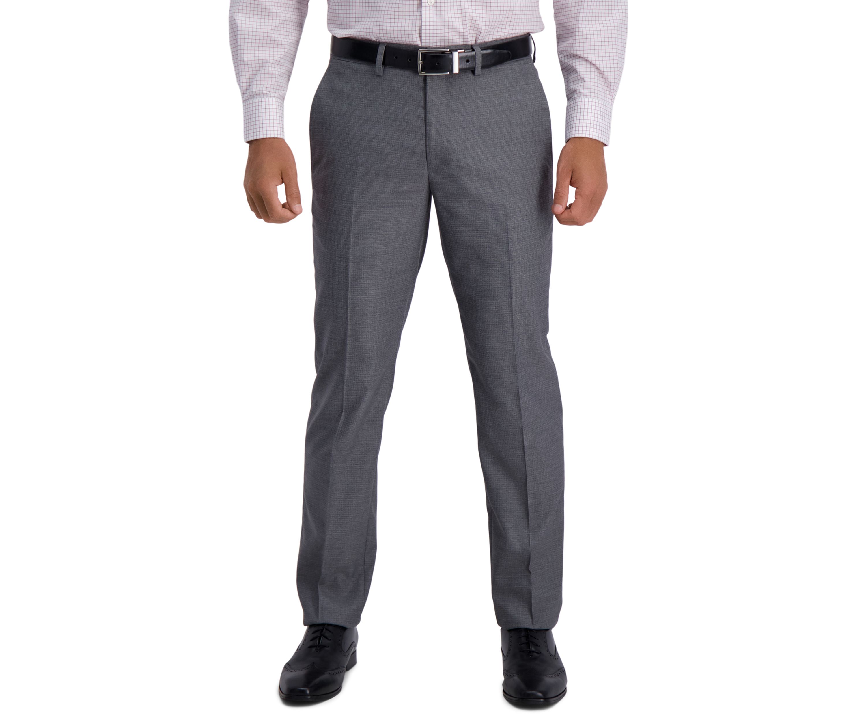 Mens Stretch Subtle Grid Slim Fit Flat Front Premium Flex Waistband Suit Separate Pants
