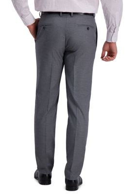 Men's Stretch Subtle Grid Slim Fit Flat Front Premium Flex Waistband Suit Separate Pants