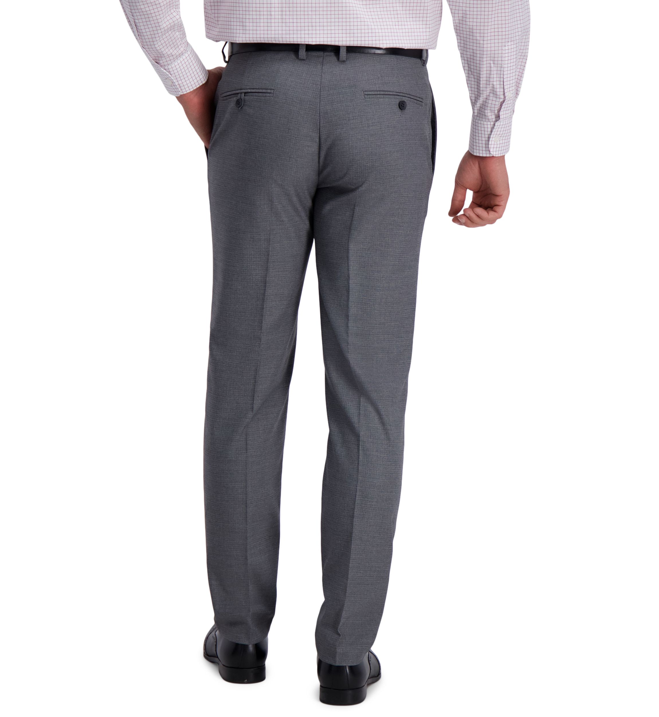 Mens Stretch Subtle Grid Slim Fit Flat Front Premium Flex Waistband Suit Separate Pants
