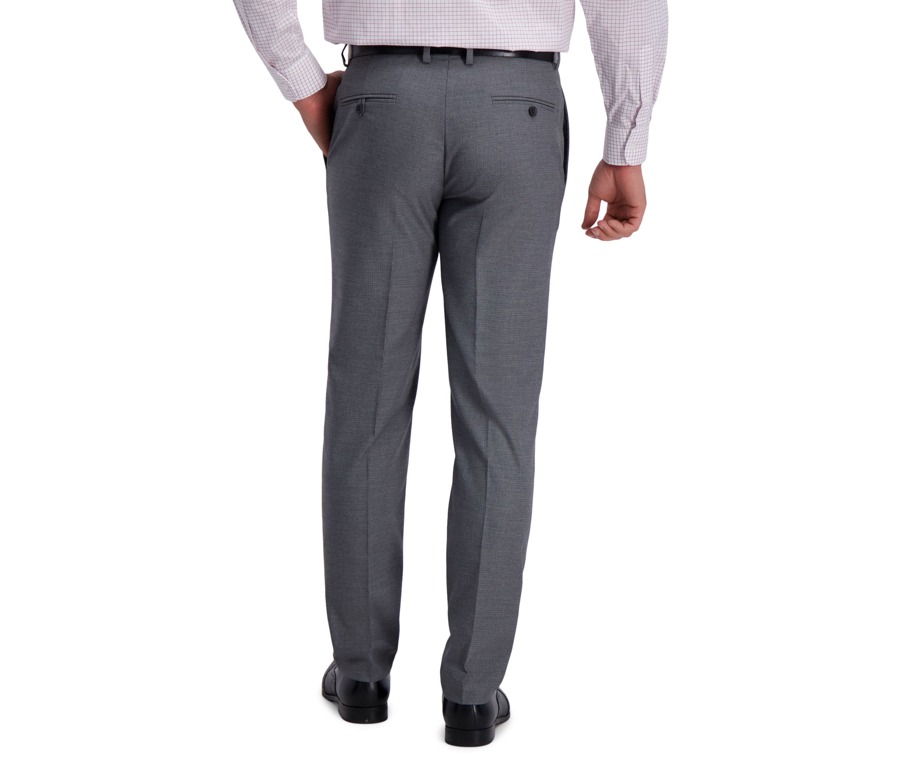 Mens Stretch Subtle Grid Slim Fit Flat Front Premium Flex Waistband Suit Separate Pants