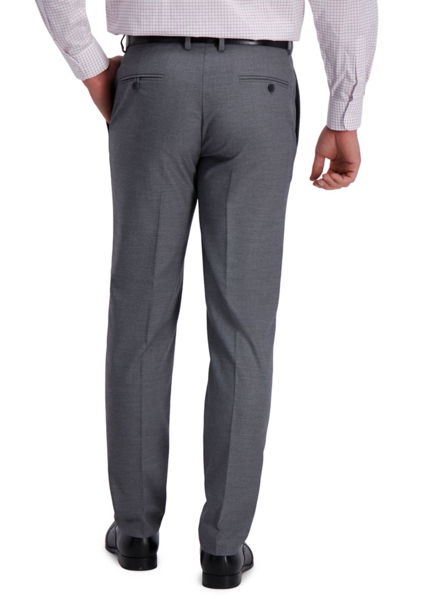Mens Stretch Subtle Grid Slim Fit Flat Front Premium Flex Waistband Suit Separate Pants