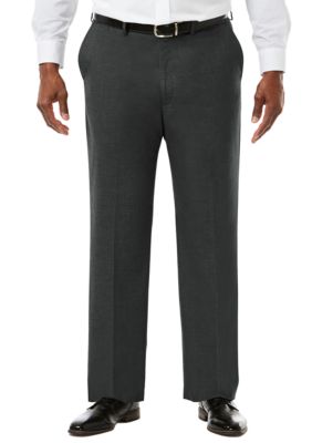 Haggar Men's Big & Tall Stretch Sharkskin Classic Fit Flat Front Suit Pants, Grey, 58 x 30