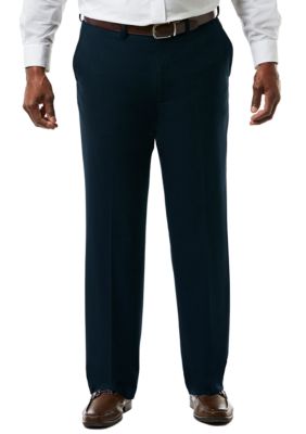 Haggar Men's Big & Tall Stretch Sharkskin Classic Fit Flat Front Suit Pants, Navy Blue, 56 x 30