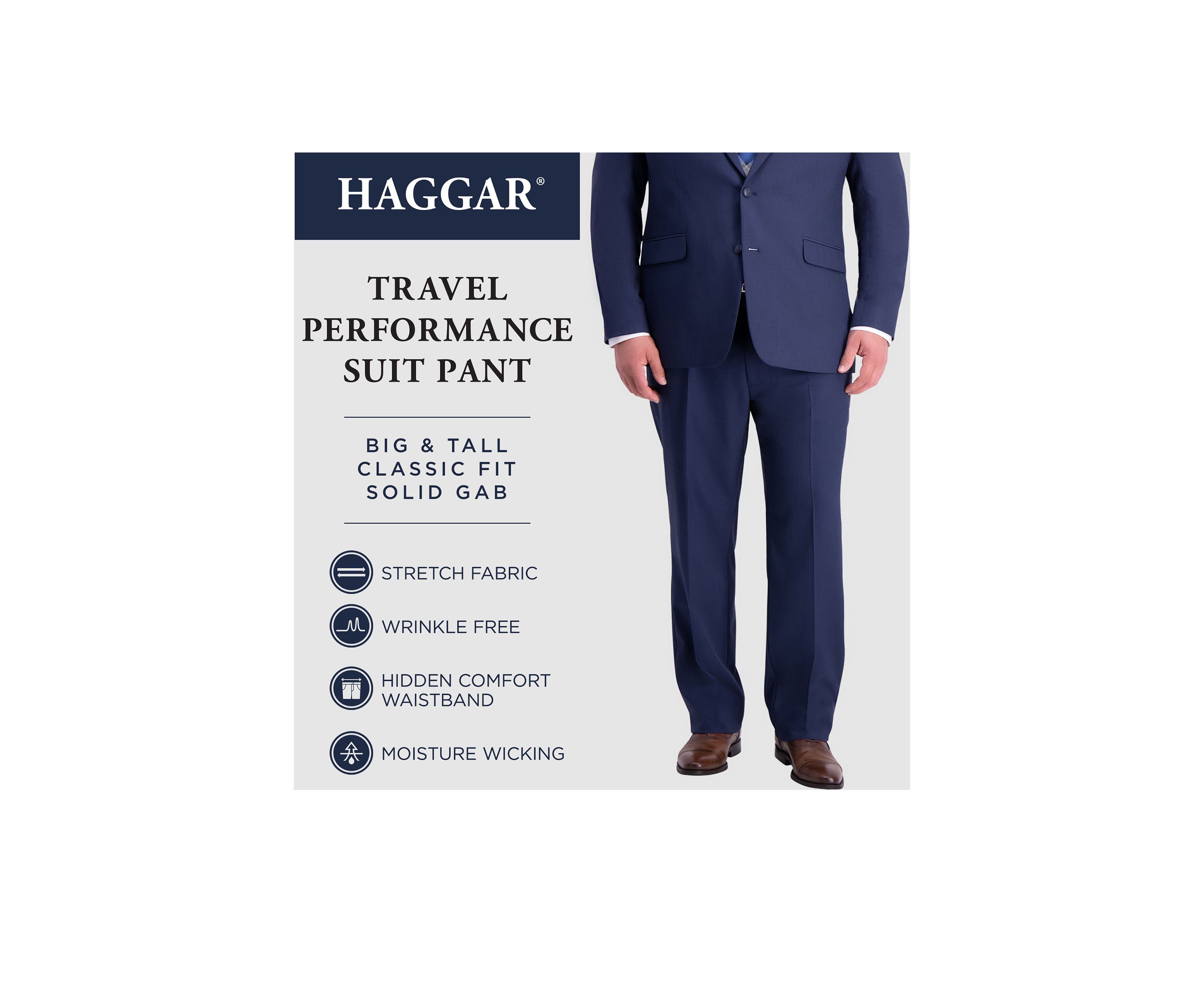Big & Tall Stretch Travel Performance Classic Fit Suit Pants