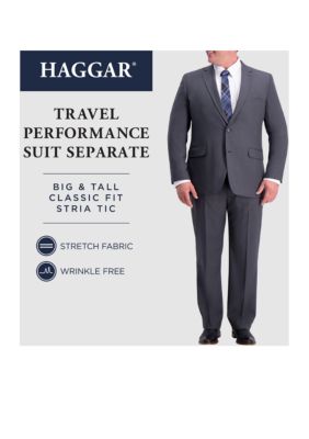 Big & Tall Stretch Travel Performance Stria Classic Fit Suit Separate Pants