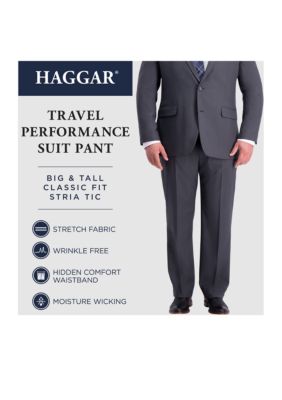 Big & Tall Stretch Travel Performance Stria Classic Fit Suit Separate Pants