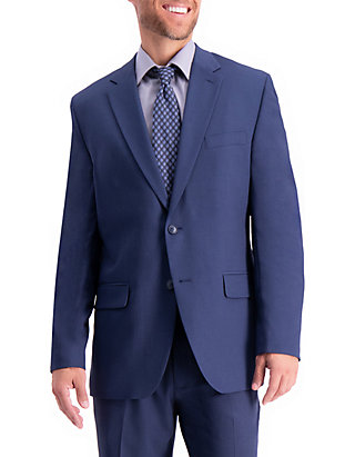 Haggar Mens Travel Stretch Tailored Fit 2-Button Side Vent Solid Blazer 