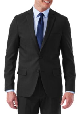 Haggar Men's EXS Stretch Performance Slim Fit Melange Gabardine Suit Coat, Black, 40 Long