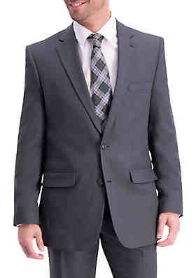Haggar Men's Premium Performance Stretch Stria Suit Jacket and Pants Classic FIt 