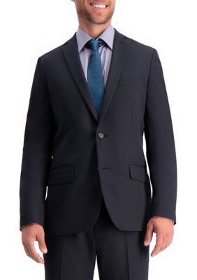 Haggar Men's Active Series Herringbone Slim Fit Suit Separate Coat, Black, 40 Long
