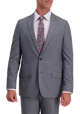 Haggar Mens Stretch Windowpane Slim Fit 2-Button Side Suit Separate Coat