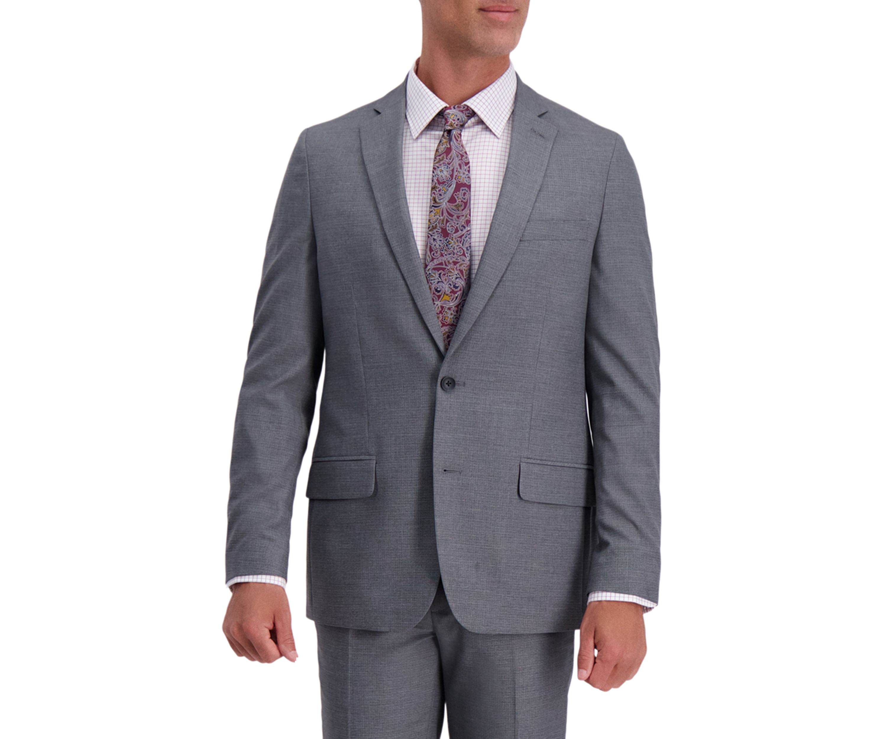 Mens Stretch Subtle Grid Slim Fit 2 Button Side Vent Suit Separate Coat