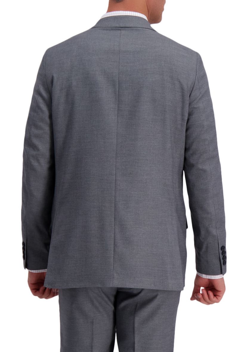 Mens Stretch Subtle Grid Slim Fit 2 Button Side Vent Suit Separate Coat