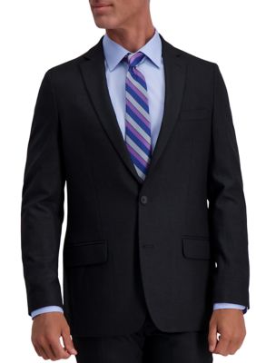 Haggar Men's Stretch Basket Weave Slim Fit 2 Button Side Vent Suit Separate Coat, Grey, 42 Long