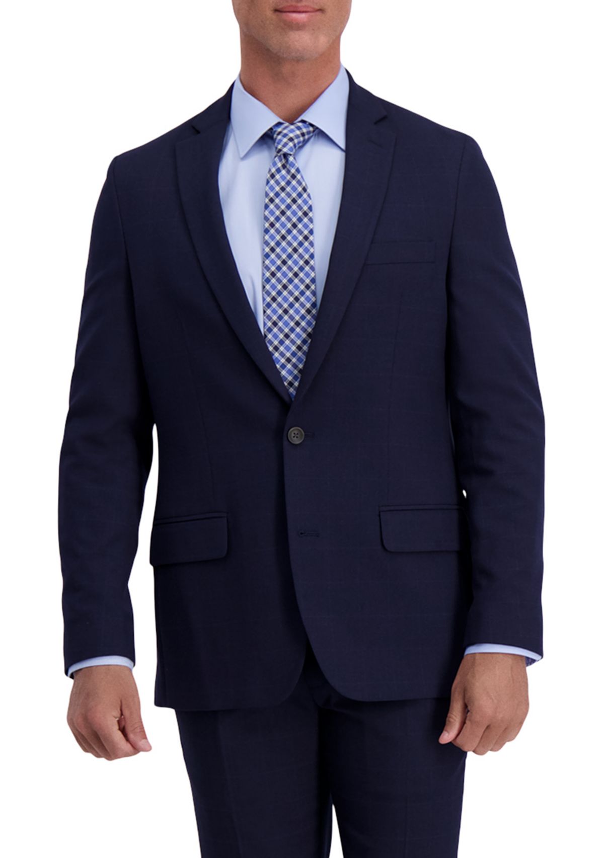 Mens Stretch Windowpane Slim Fit 2 Button Side Vent Suit Separate Coat