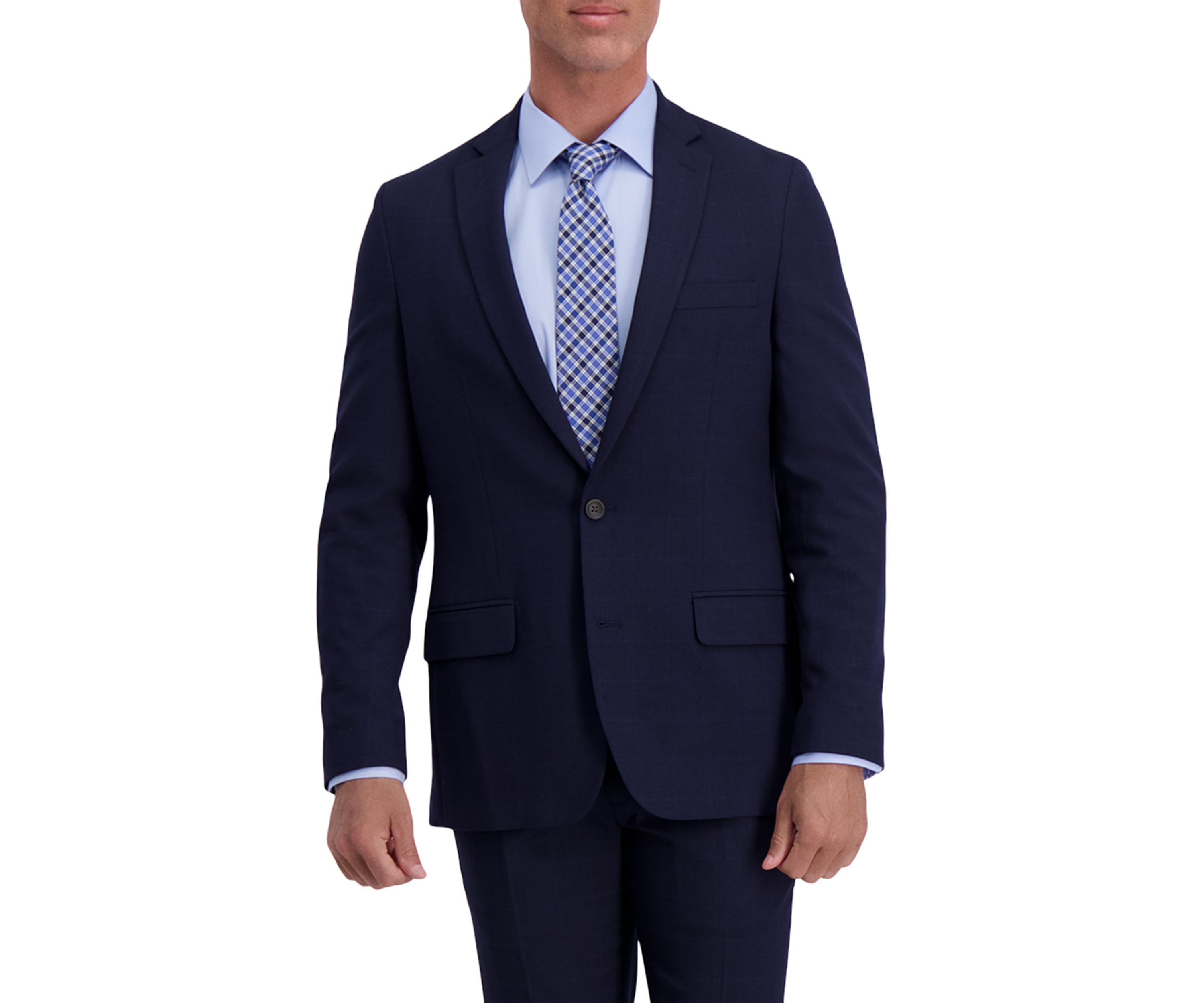 Mens Stretch Windowpane Slim Fit 2 Button Side Vent Suit Separate Coat