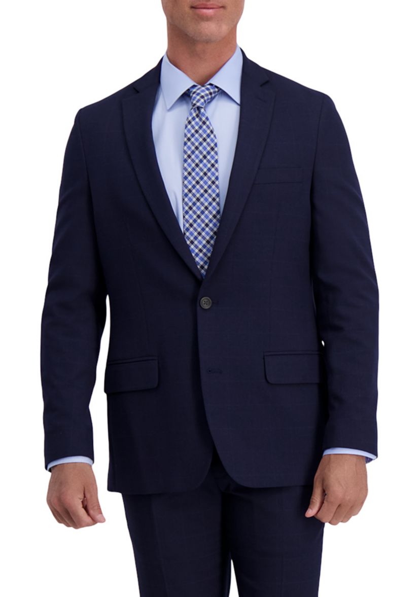 Mens Stretch Windowpane Slim Fit 2 Button Side Vent Suit Separate Coat