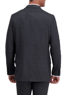 Men's Stretch Windowpane Slim Fit 2 Button Side Vent Suit Separate Coat