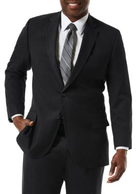 Haggar Men's Big & Tall Stretch Sharkskin Classic Fit Suit Coat, Black, 58 Regular