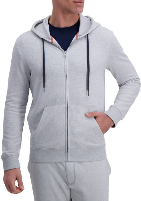 Haggar® Full Zip Textured Fleece Hoodie Sweatshirt