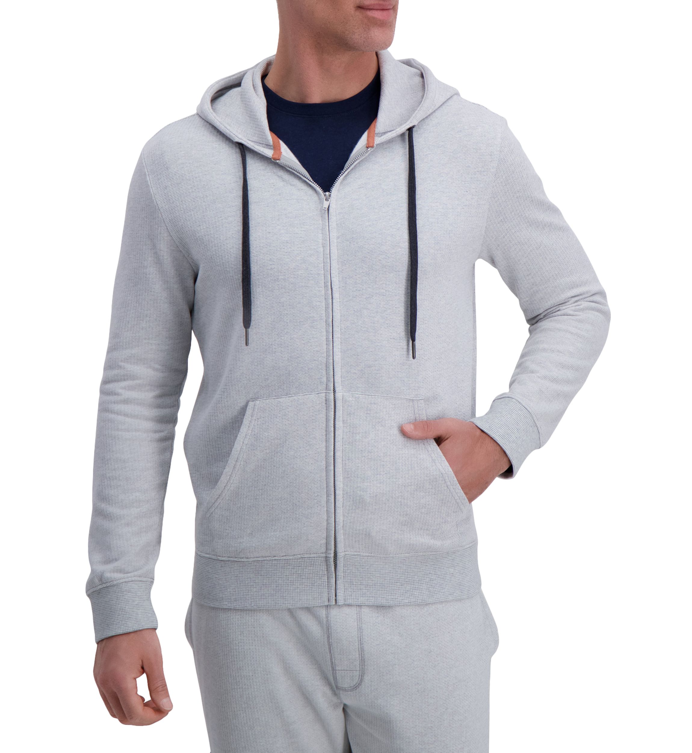 Full Zip Textured Fleece Hoodie Sweatshirt