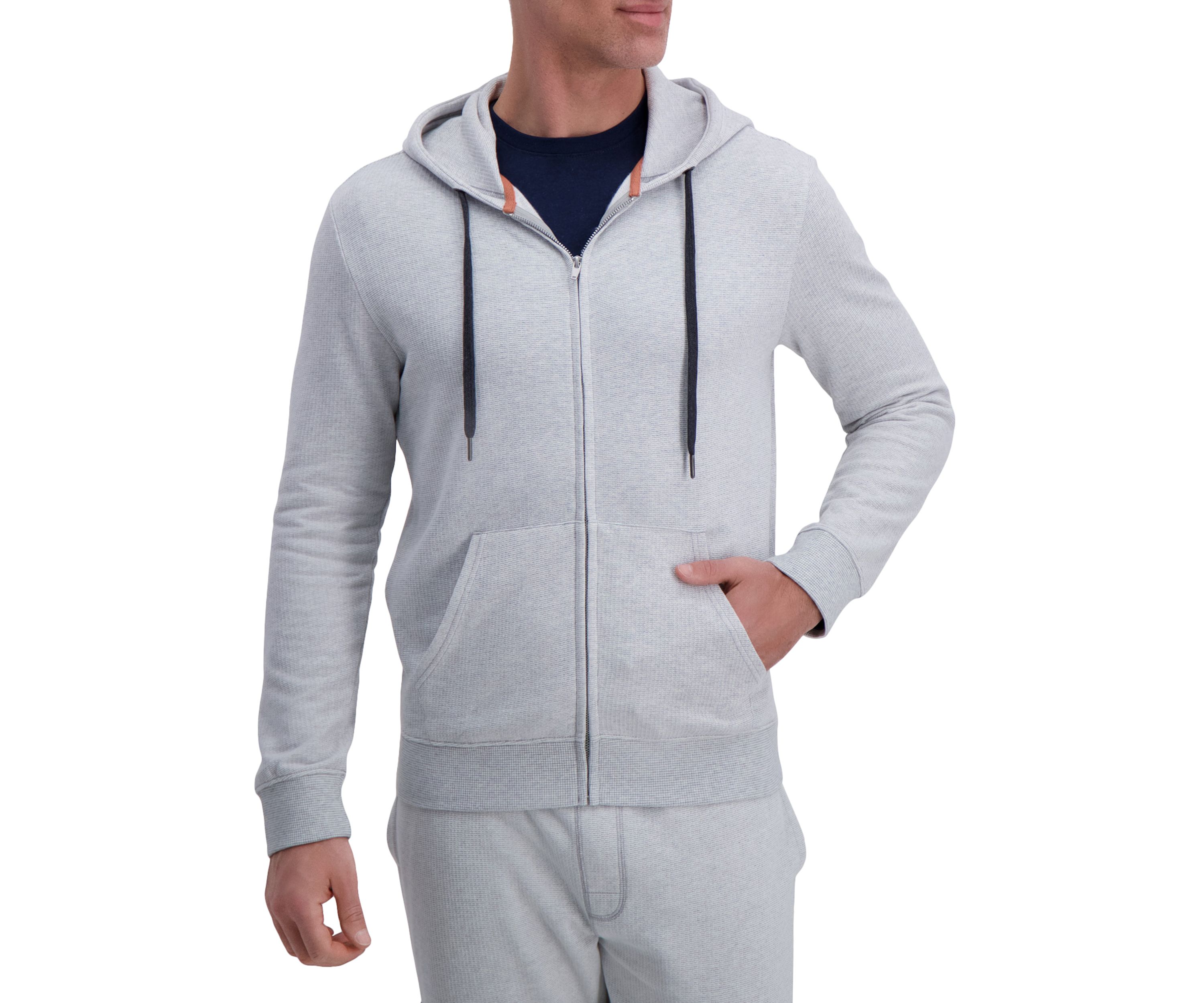 Full Zip Textured Fleece Hoodie Sweatshirt