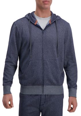 Full Zip Textured Fleece Hoodie Sweatshirt