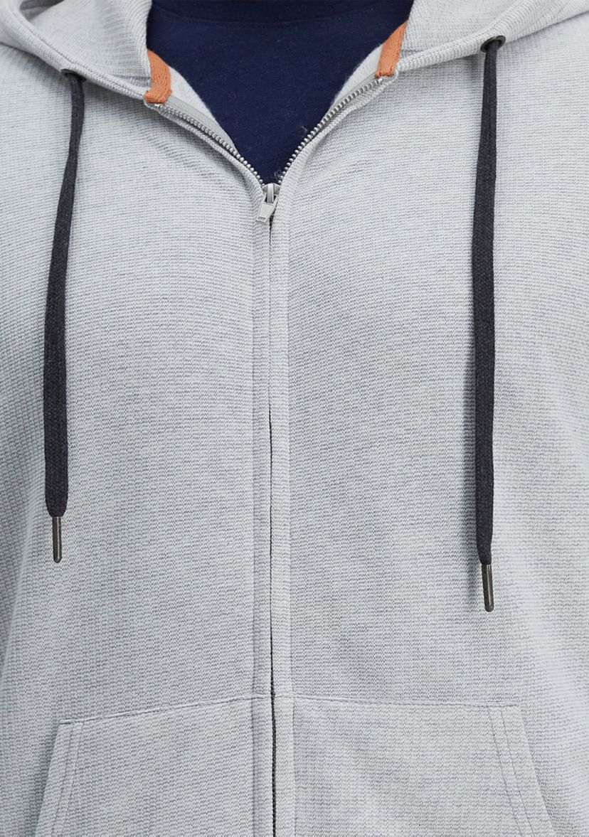 Full Zip Textured Fleece Hoodie Sweatshirt