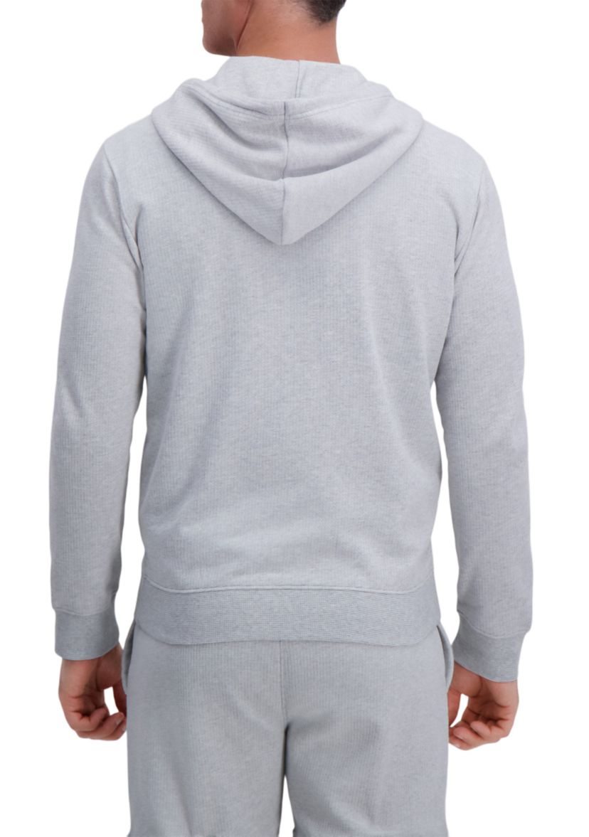 Full Zip Textured Fleece Hoodie Sweatshirt