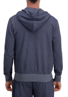 Full Zip Textured Fleece Hoodie Sweatshirt