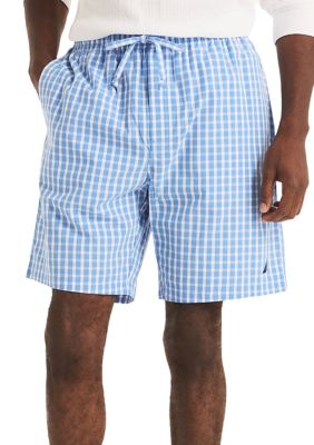 Nautica Men's Sustainably Crafted Plaid Poplin Sleep Shorts, XL