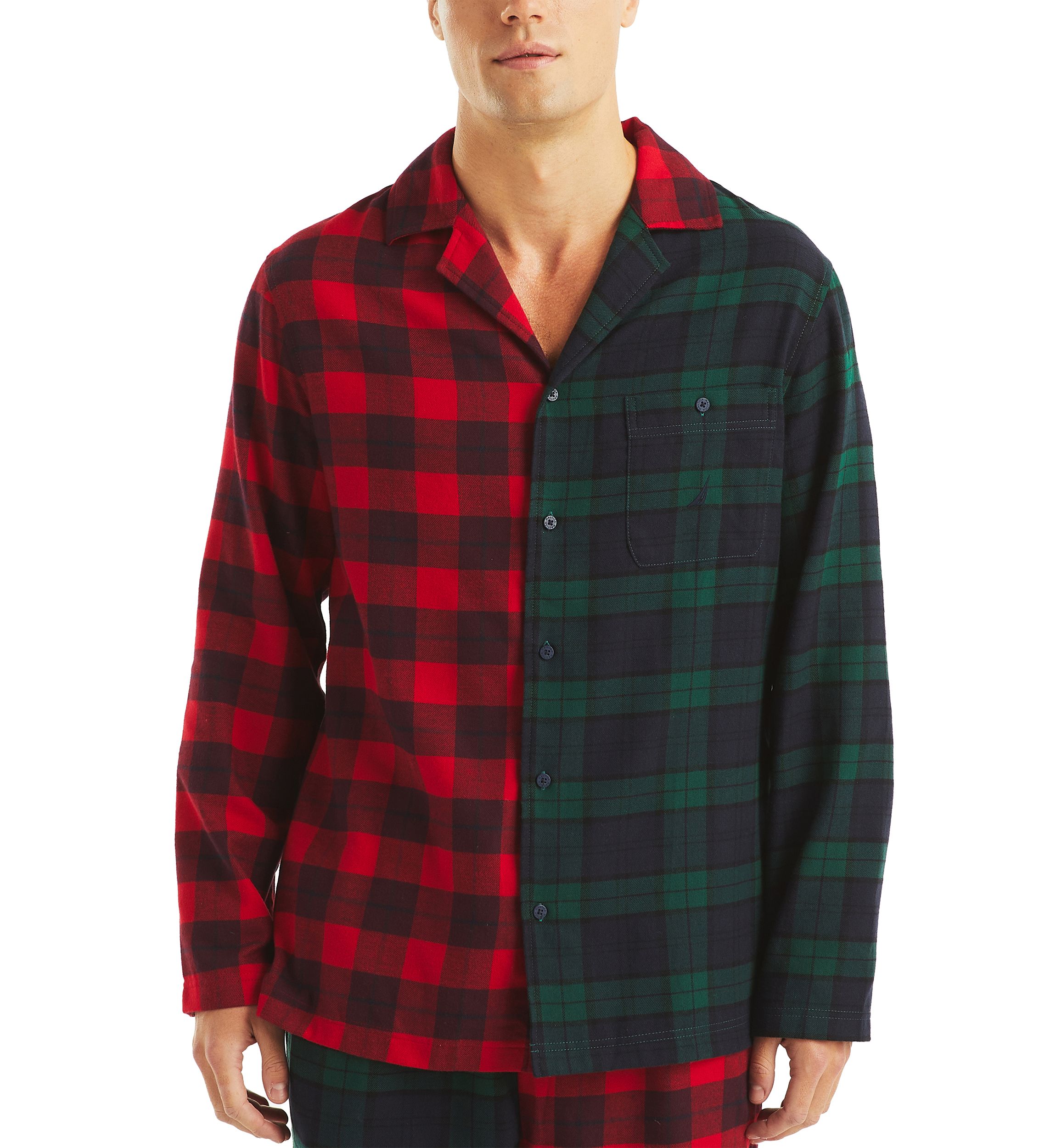 Sustainably Crafted Mixed Plaid Flannel Sleep Shirt