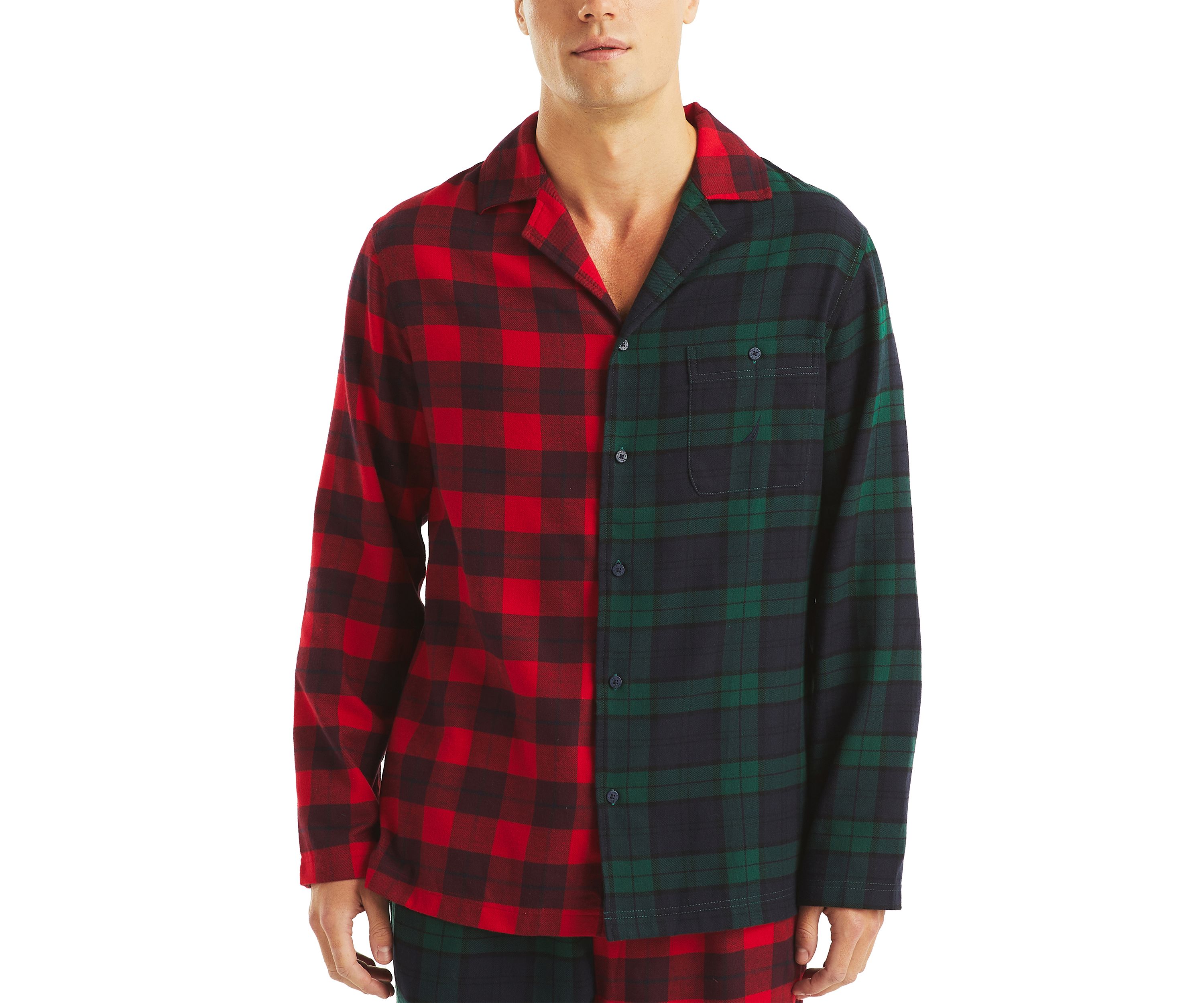 Sustainably Crafted Mixed Plaid Flannel Sleep Shirt