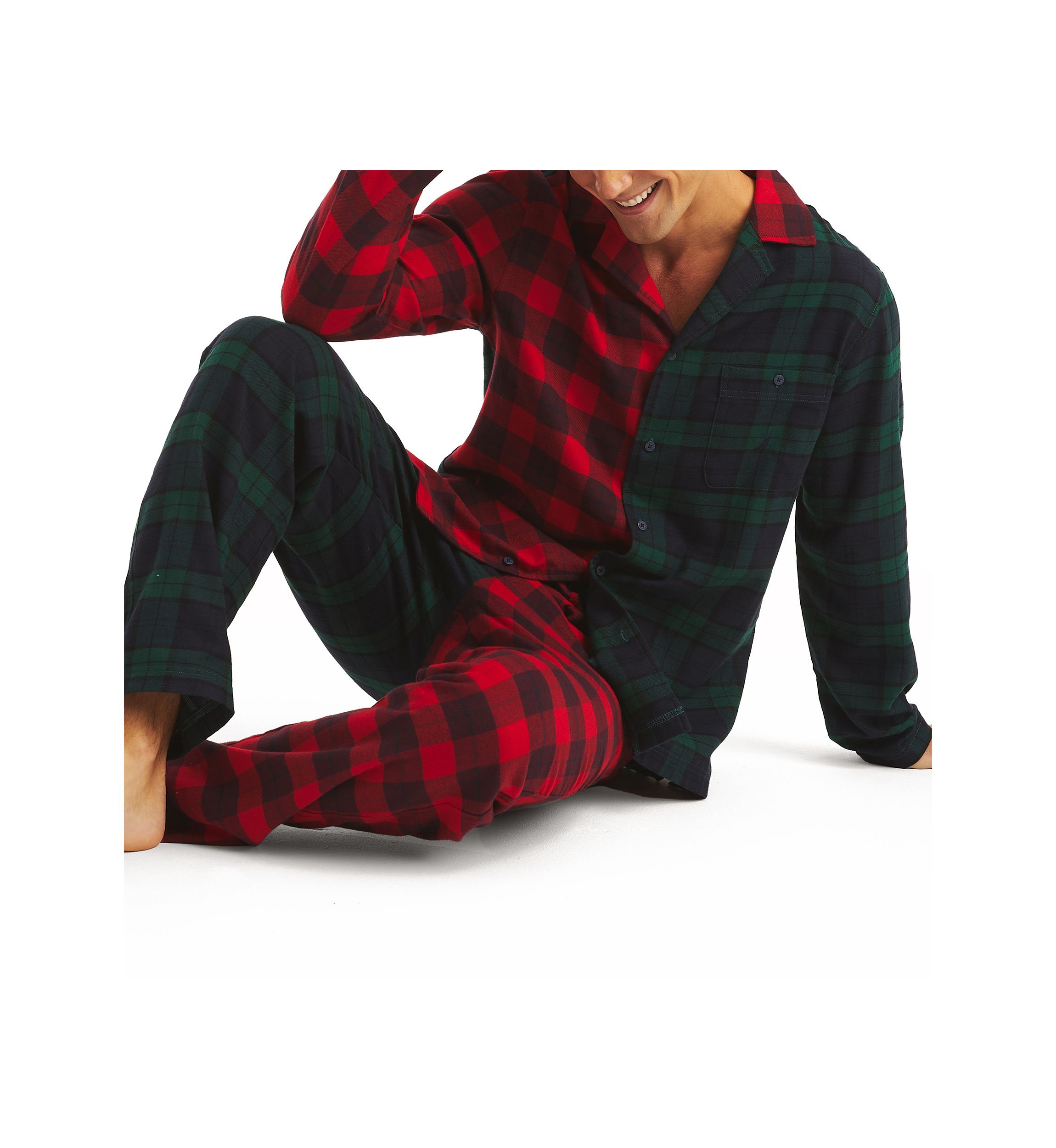 Sustainably Crafted Mixed Plaid Flannel Sleep Shirt