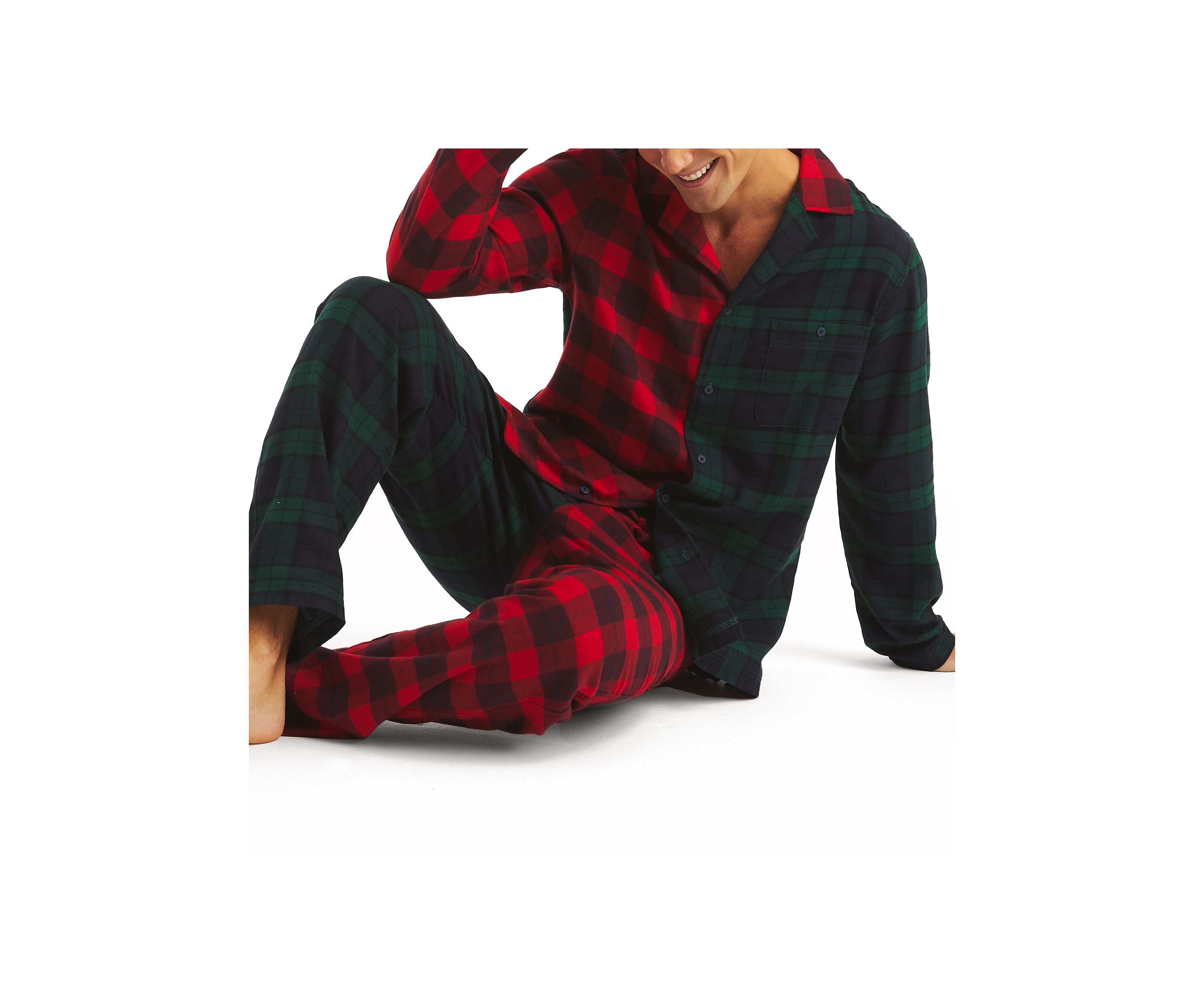 Sustainably Crafted Mixed Plaid Flannel Sleep Shirt
