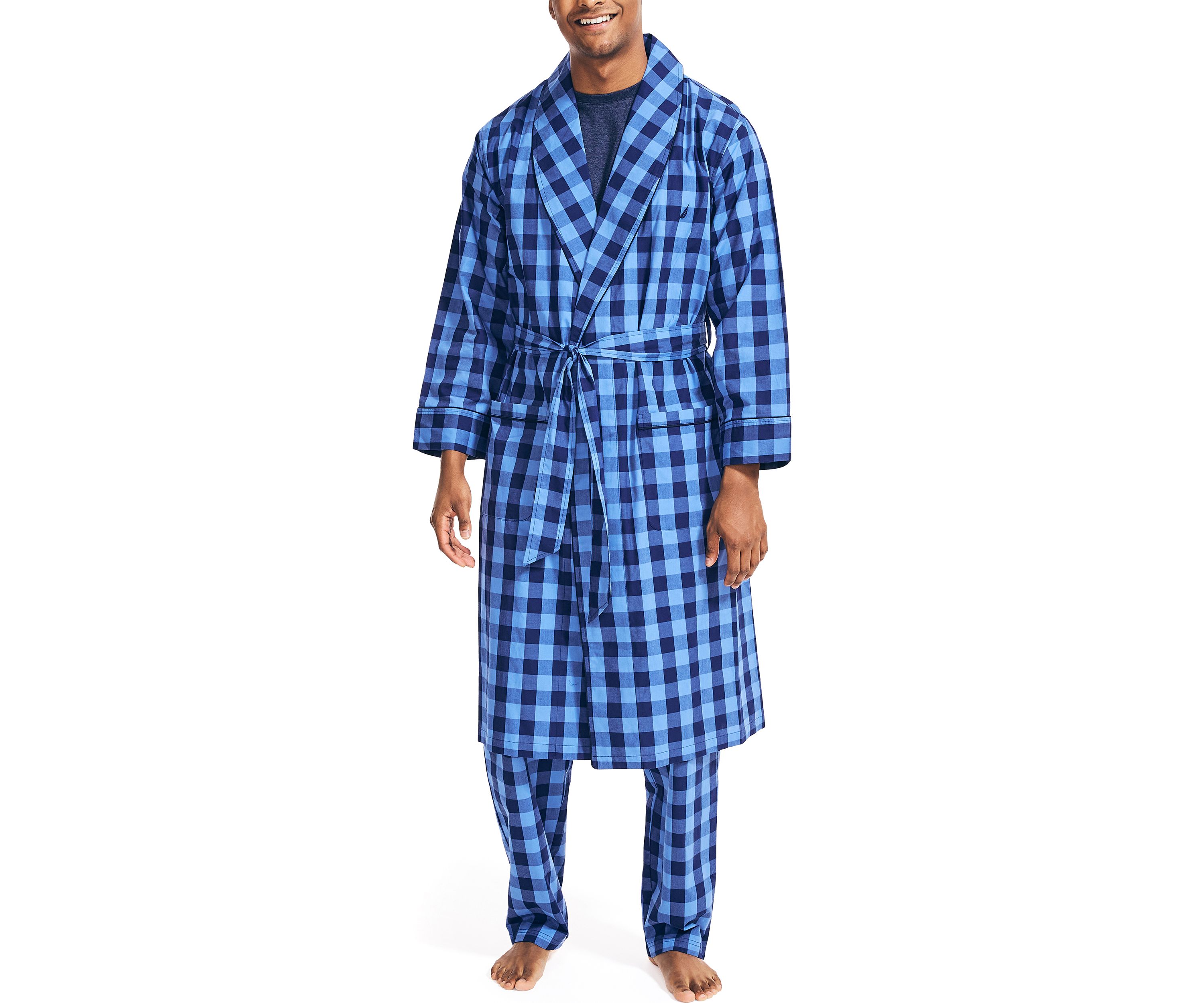 Buffalo Plaid Shawl Collar Robe