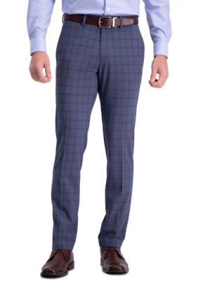 Stretch Bold Plaid Slim Fit Flat Front Dress Pants