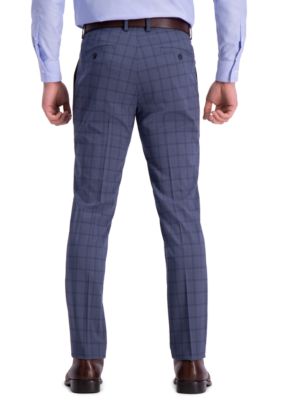 Stretch Bold Plaid Slim Fit Flat Front Dress Pants