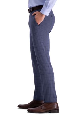 Stretch Bold Plaid Slim Fit Flat Front Dress Pants