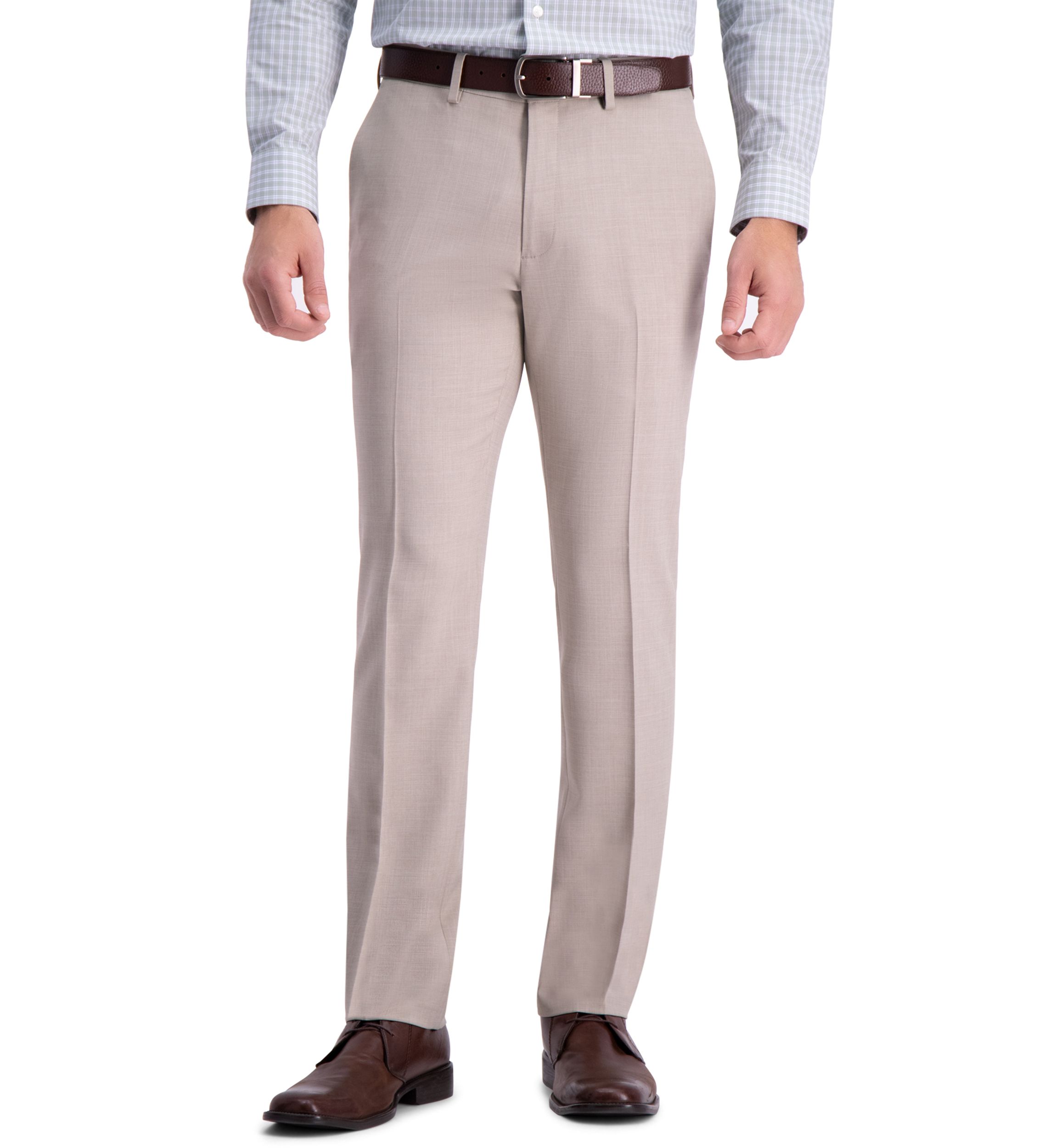 Stria Weave Slim Fit Flat Front Dress Pants