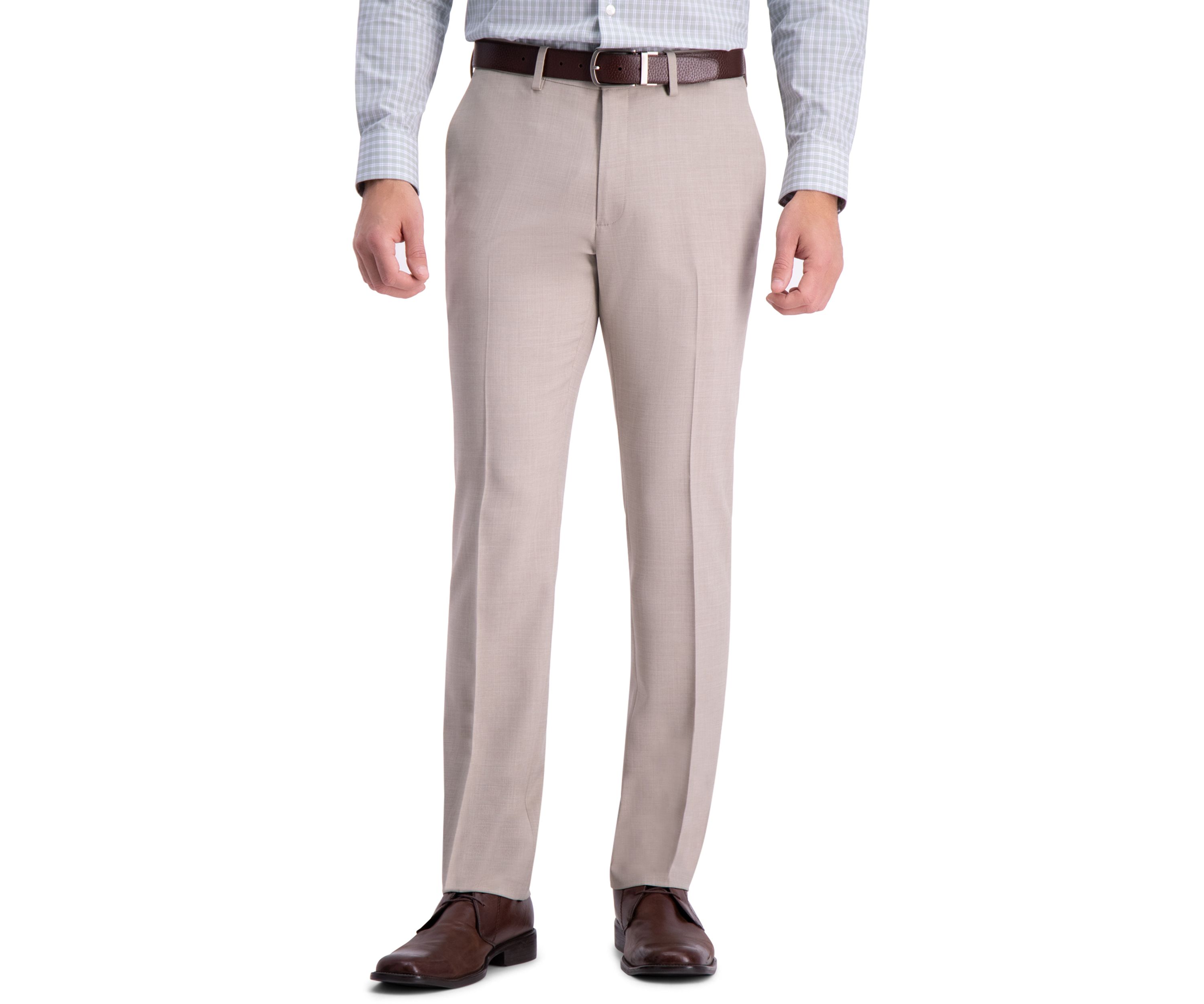 Stria Weave Slim Fit Flat Front Dress Pants
