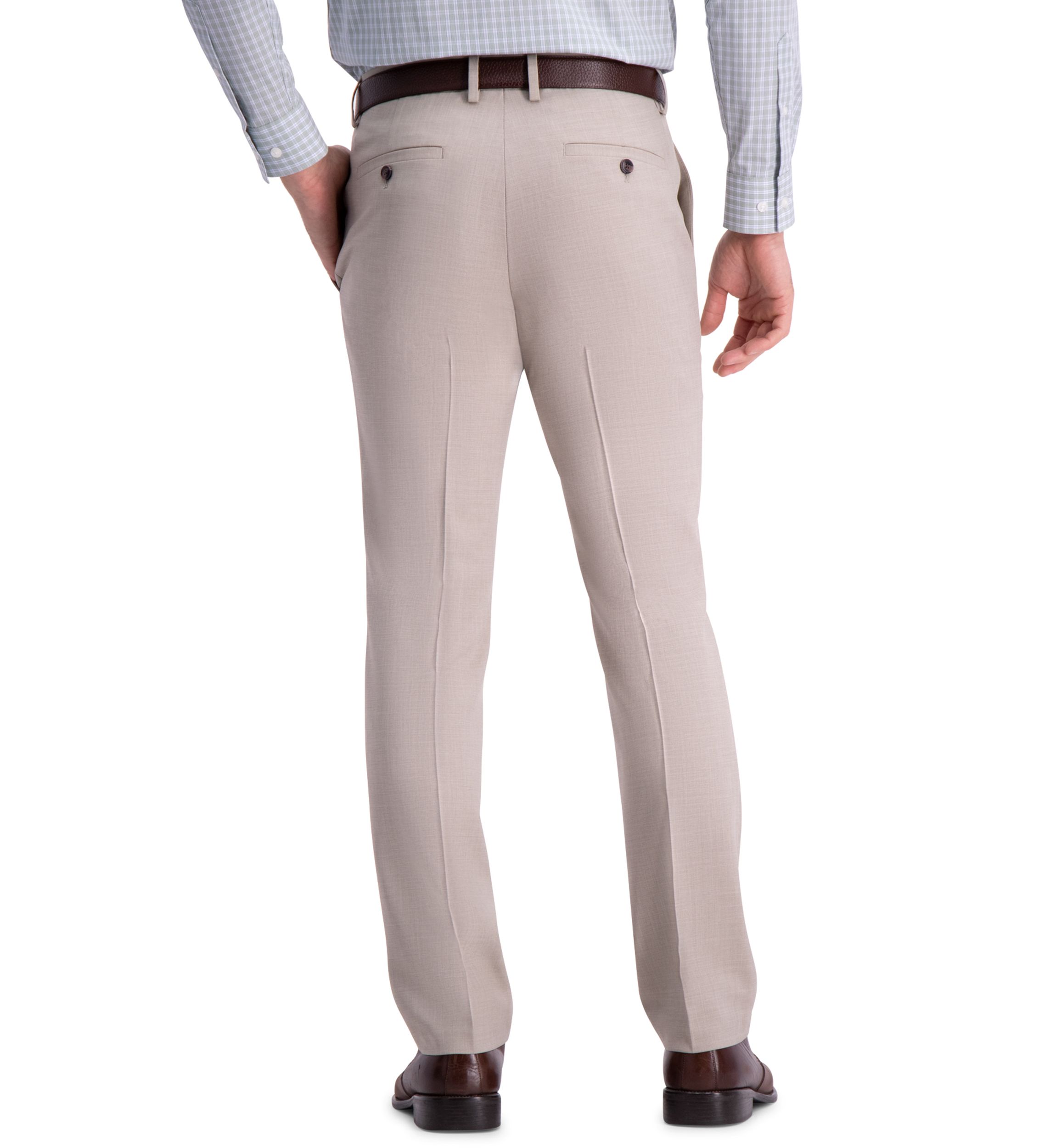 Stria Weave Slim Fit Flat Front Dress Pants