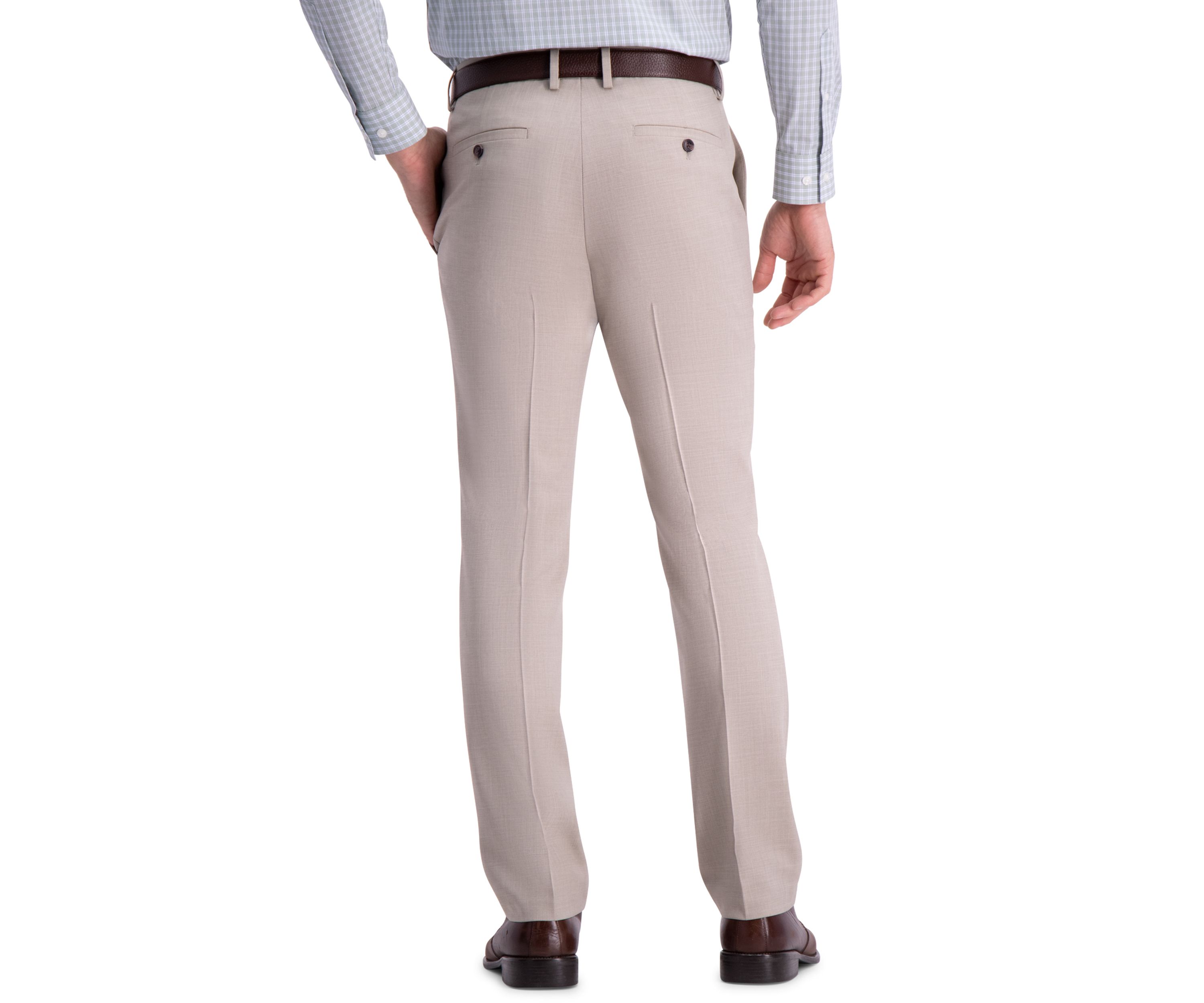 Stria Weave Slim Fit Flat Front Dress Pants