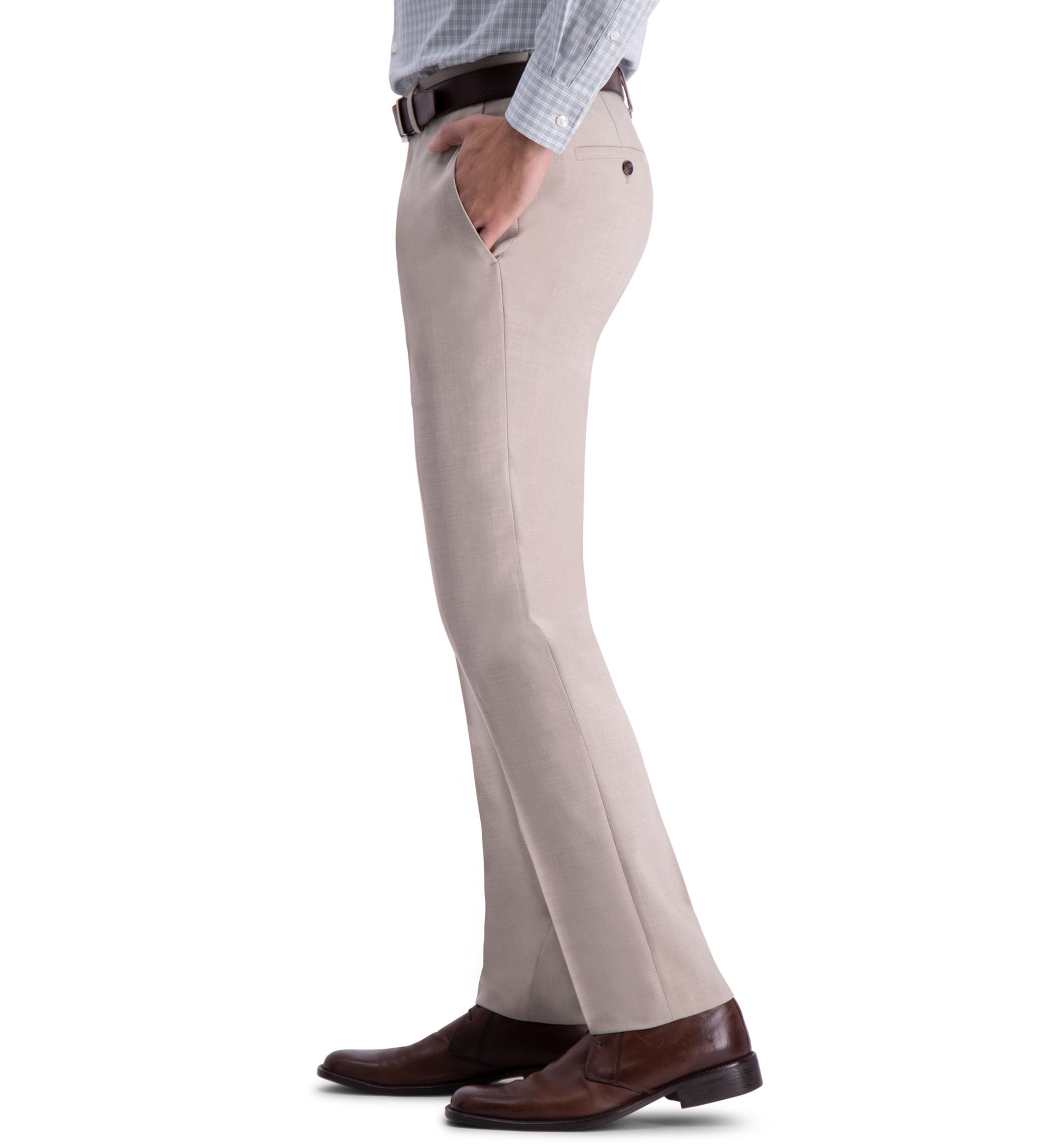 Stria Weave Slim Fit Flat Front Dress Pants