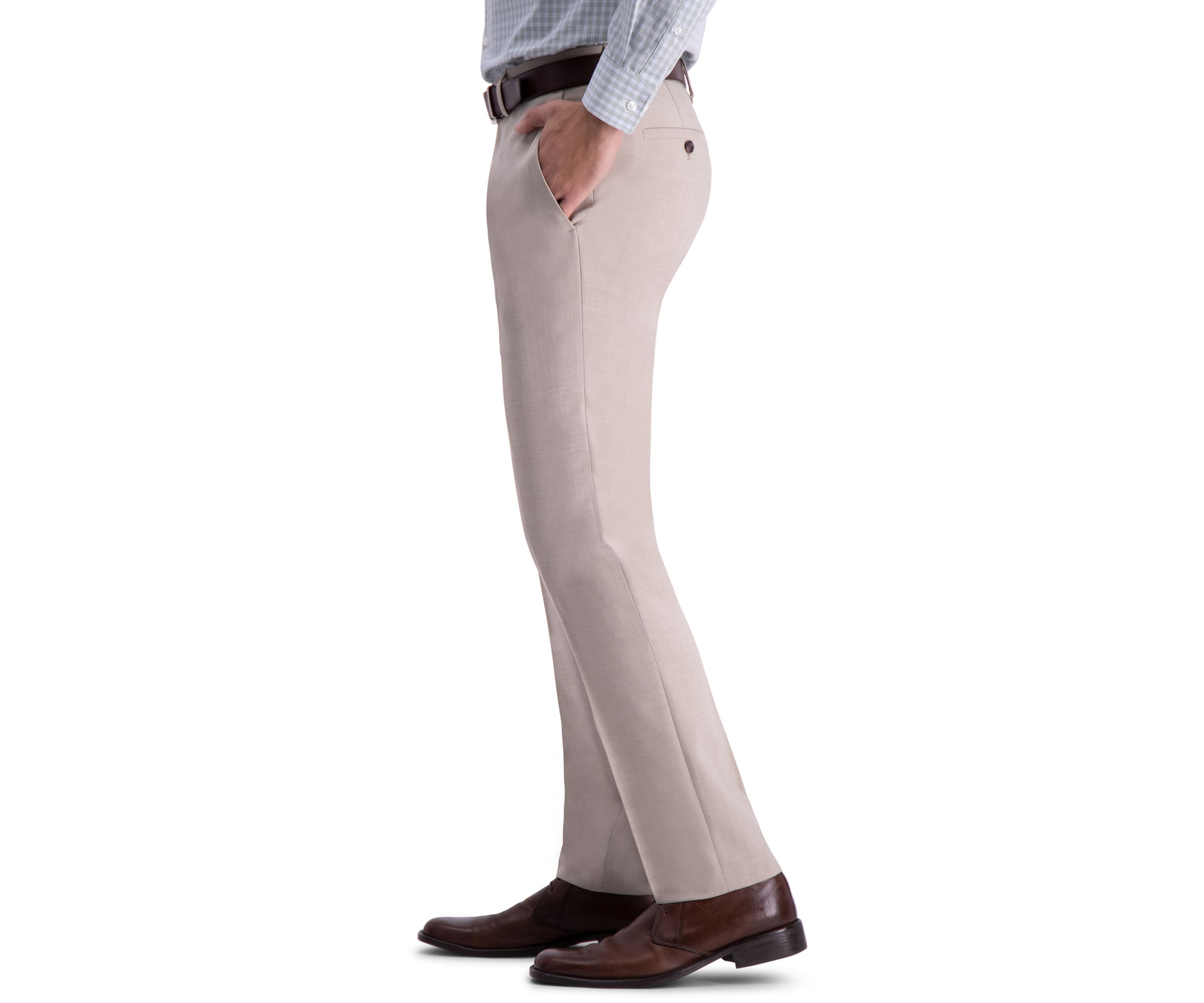 Stria Weave Slim Fit Flat Front Dress Pants