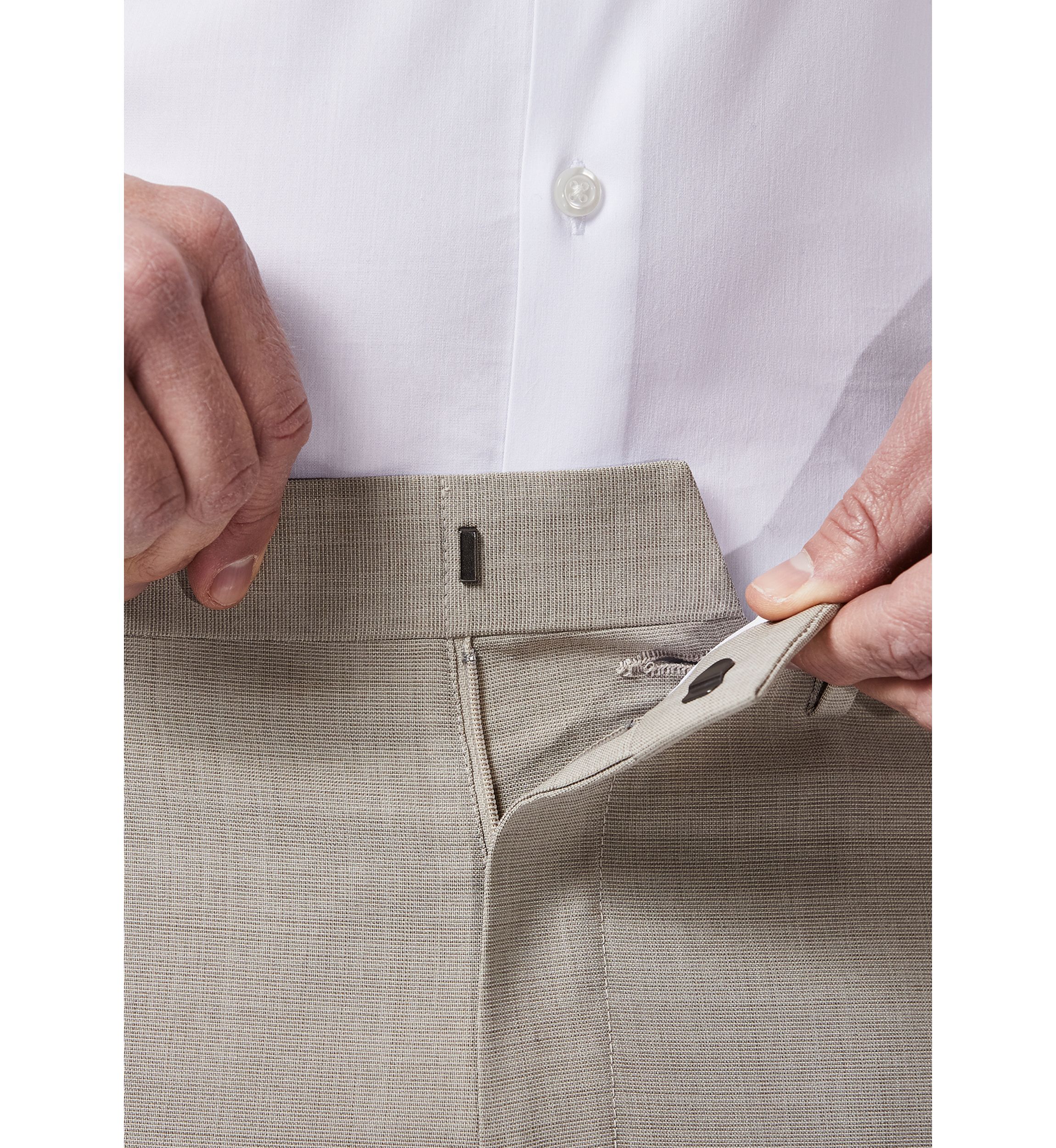 Stria Weave Slim Fit Flat Front Dress Pants